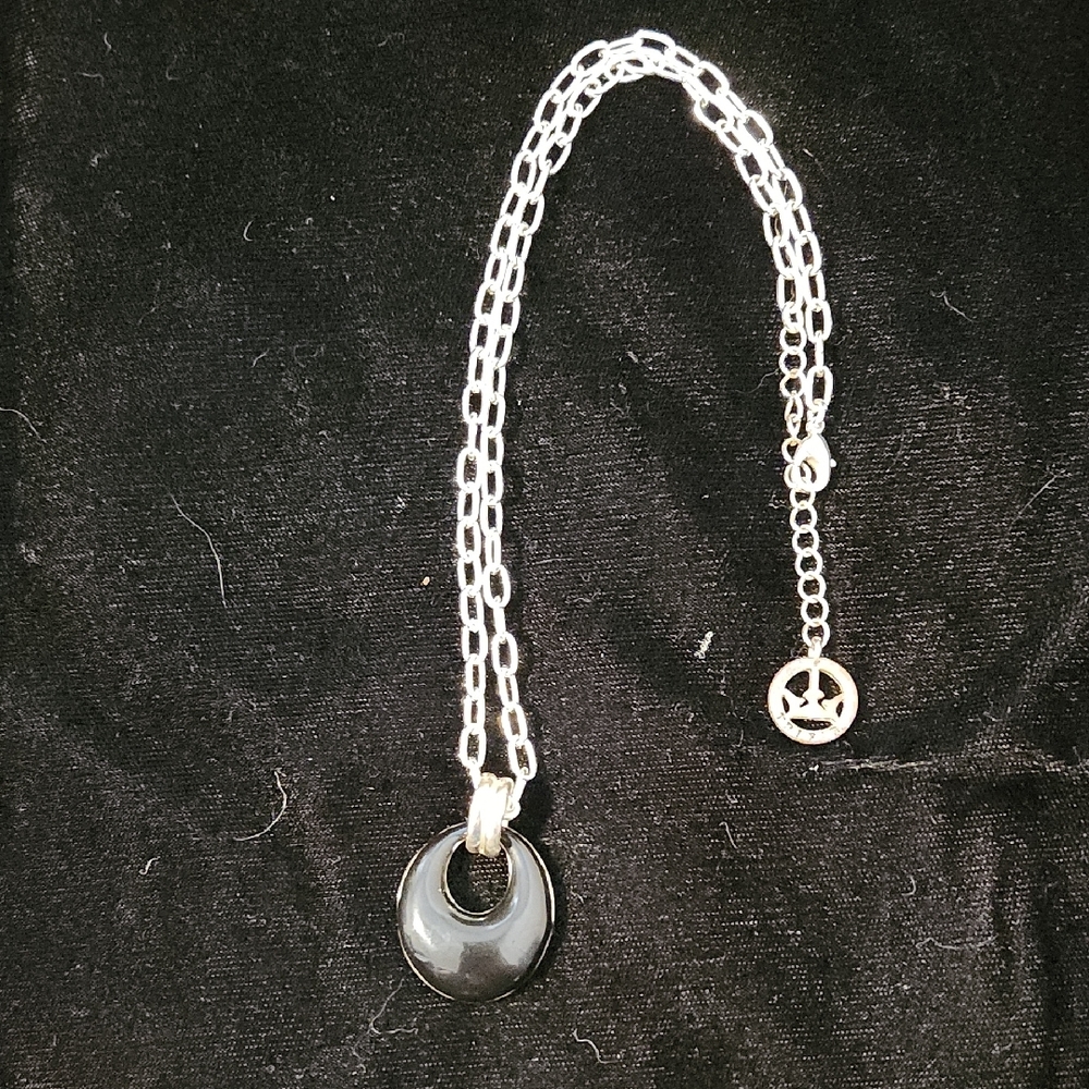 Trifari Silver and Black Geometric Necklace
